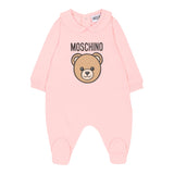 Moschino Tutina Manica Lunga tinta unita con Logo Rosa per Neonata MUY08JAXX ROSA MOSCHINO 