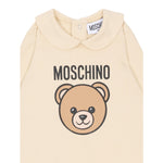 Moschino Tutina Manica Lunga tinta unita con Logo Beige per Neonato MUY08J BEIGE MOSCHINO 