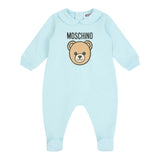 Moschino Tutina Manica Lunga tinta unita con Logo Azzurro per Neonato MUY08JX AZZURRO MOSCHINO 