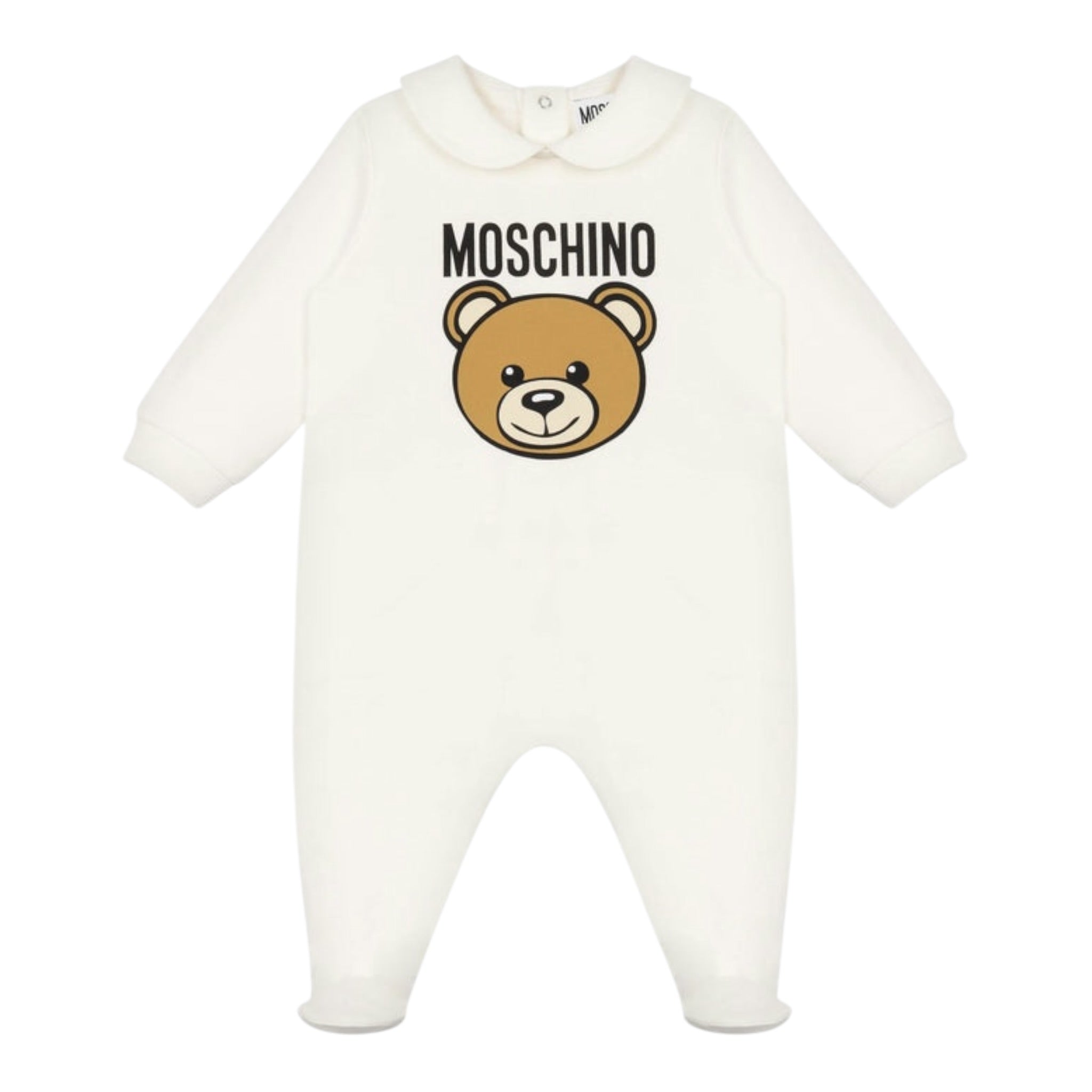 Moschino Tutina Manica Lunga tinta unita con Logo Bianco per Neonato MUY08JX BIANCO MOSCHINO 