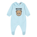 Moschino Tutina Manica Lunga tinta unita con Logo Azzurro per Neonato MUY08JXX AZZURRO MOSCHINO 