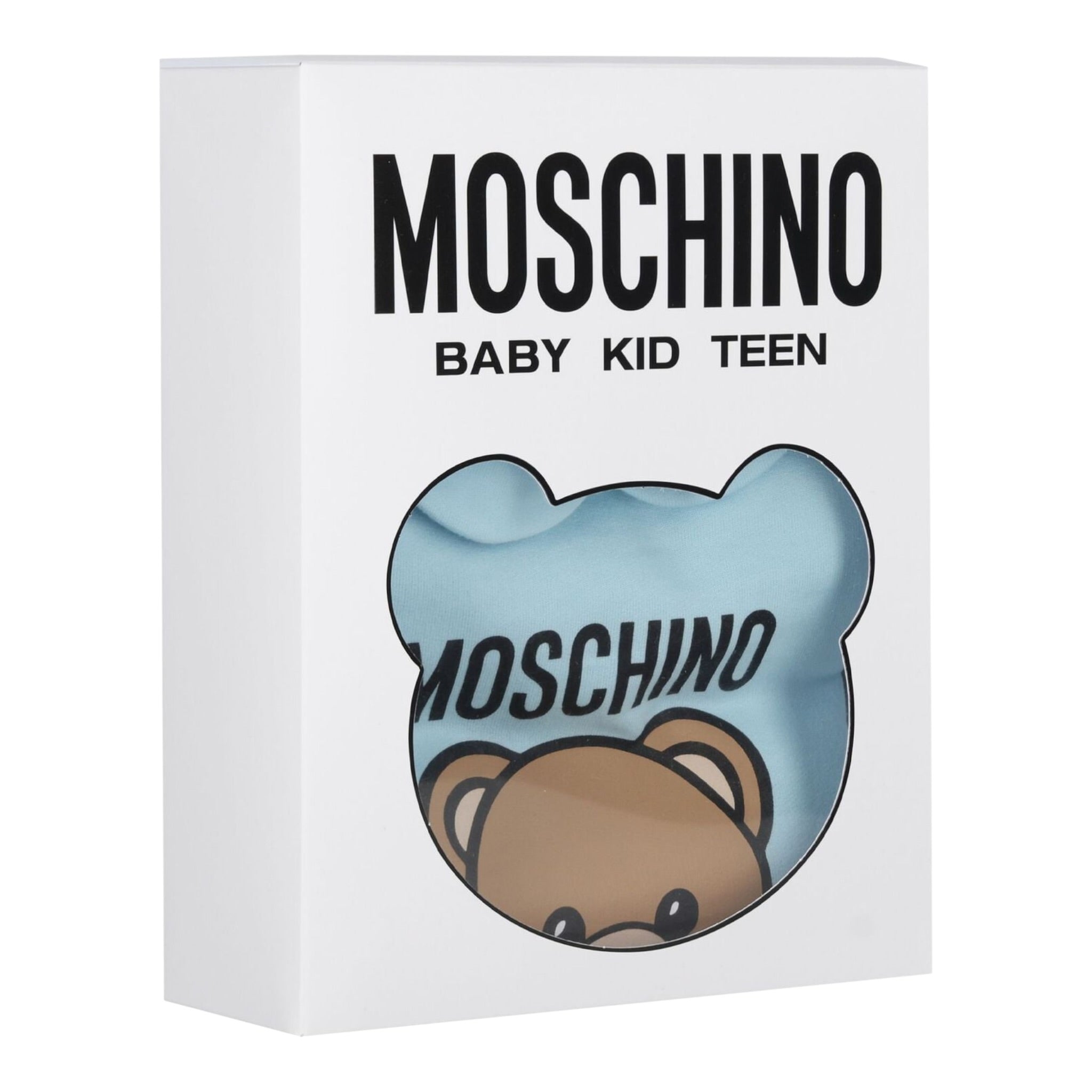 Moschino Tutina Manica Lunga tinta unita con Logo Azzurro per Neonato MUY08JXX AZZURRO MOSCHINO 