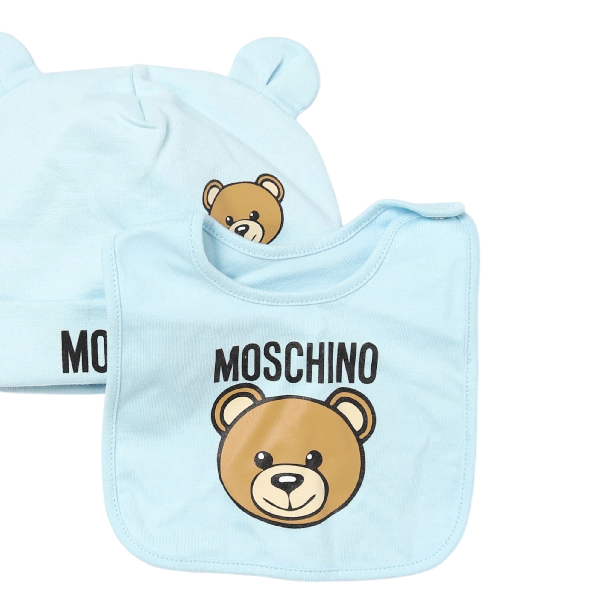 Moschino Set Cappello-Bavetta tinta unita Azzurro per Neonato MUY08K AZZURRO MOSCHINO 