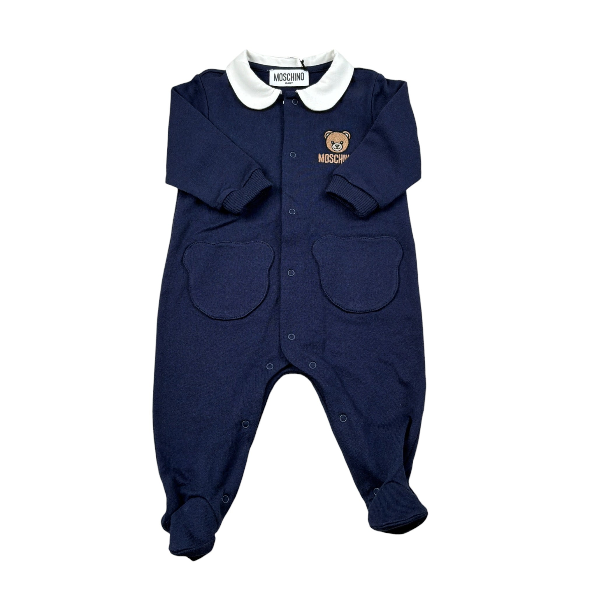 Moschino Tutina Manica Lunga tinta unita Blu per Neonato MUY09D BLU MOSCHINO 