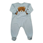 Moschino Tutina tinta unita con Stampa Azzurro per Neonato MUY09H AZZURRO MOSCHINO 