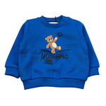Moschino Felpa Chiusa Girocollo tinta unita con Stampa Blu per Neonato MVF060 BLU MOSCHINO 
