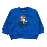 Moschino Felpa Chiusa Girocollo tinta unita con Stampa Blu per Neonato MVF060 BLU MOSCHINO 