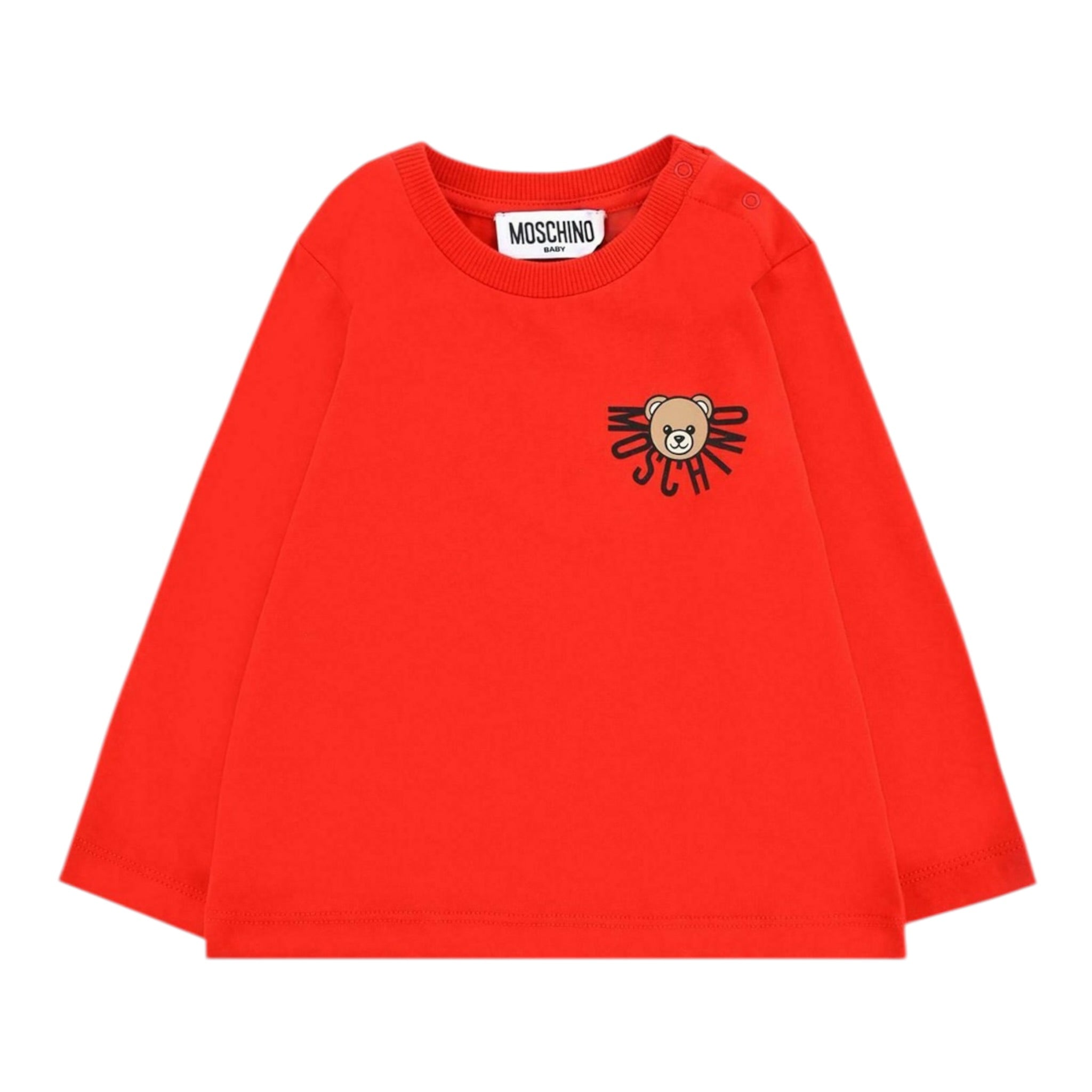 Moschino Shirt Girocollo tinta unita con Logo Rosso per Neonato MVO00R ROSSO MOSCHINO 