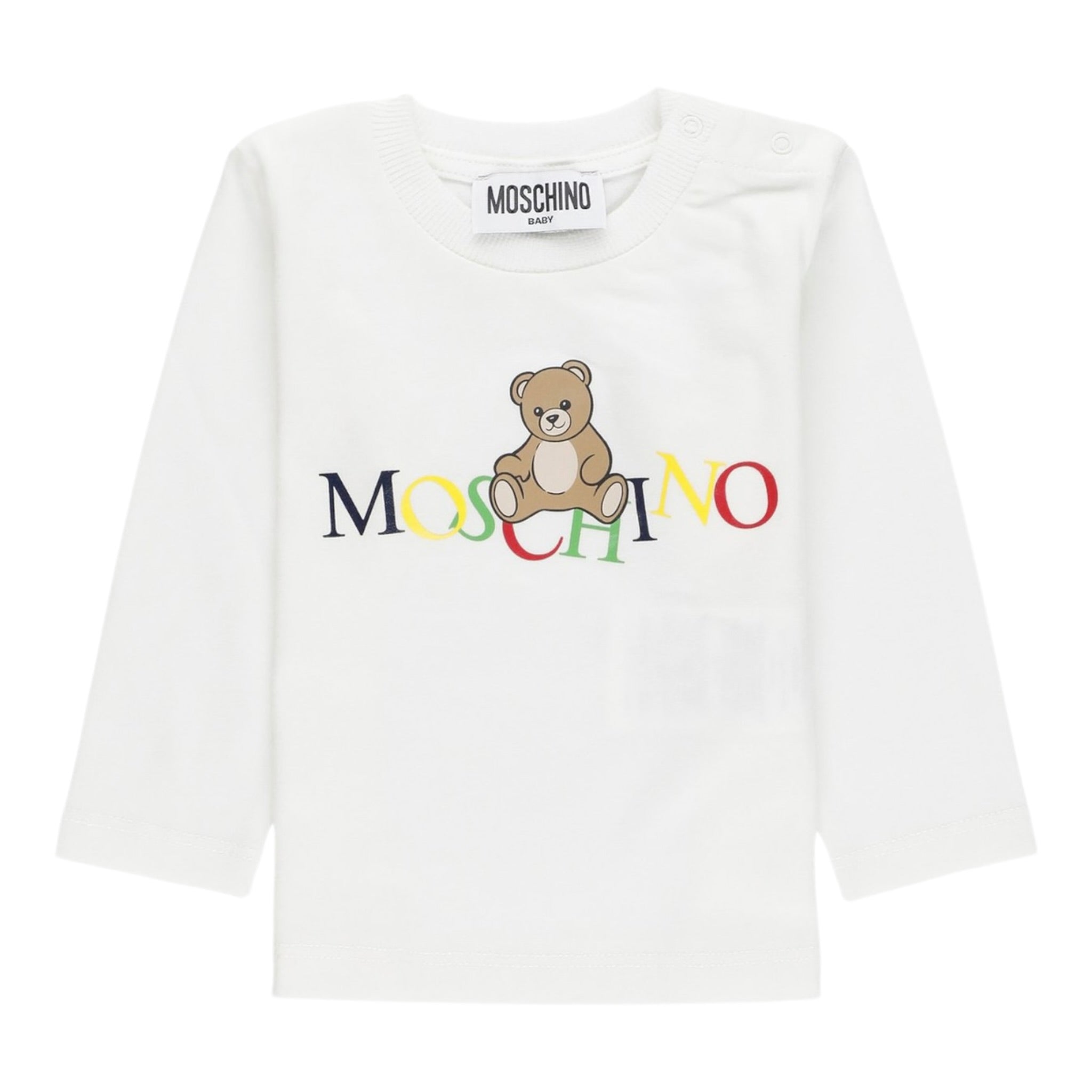 Moschino Shirt Girocollo tinta unita con Stampa Bianco per Neonato MWO00R BIANCO MOSCHINO 