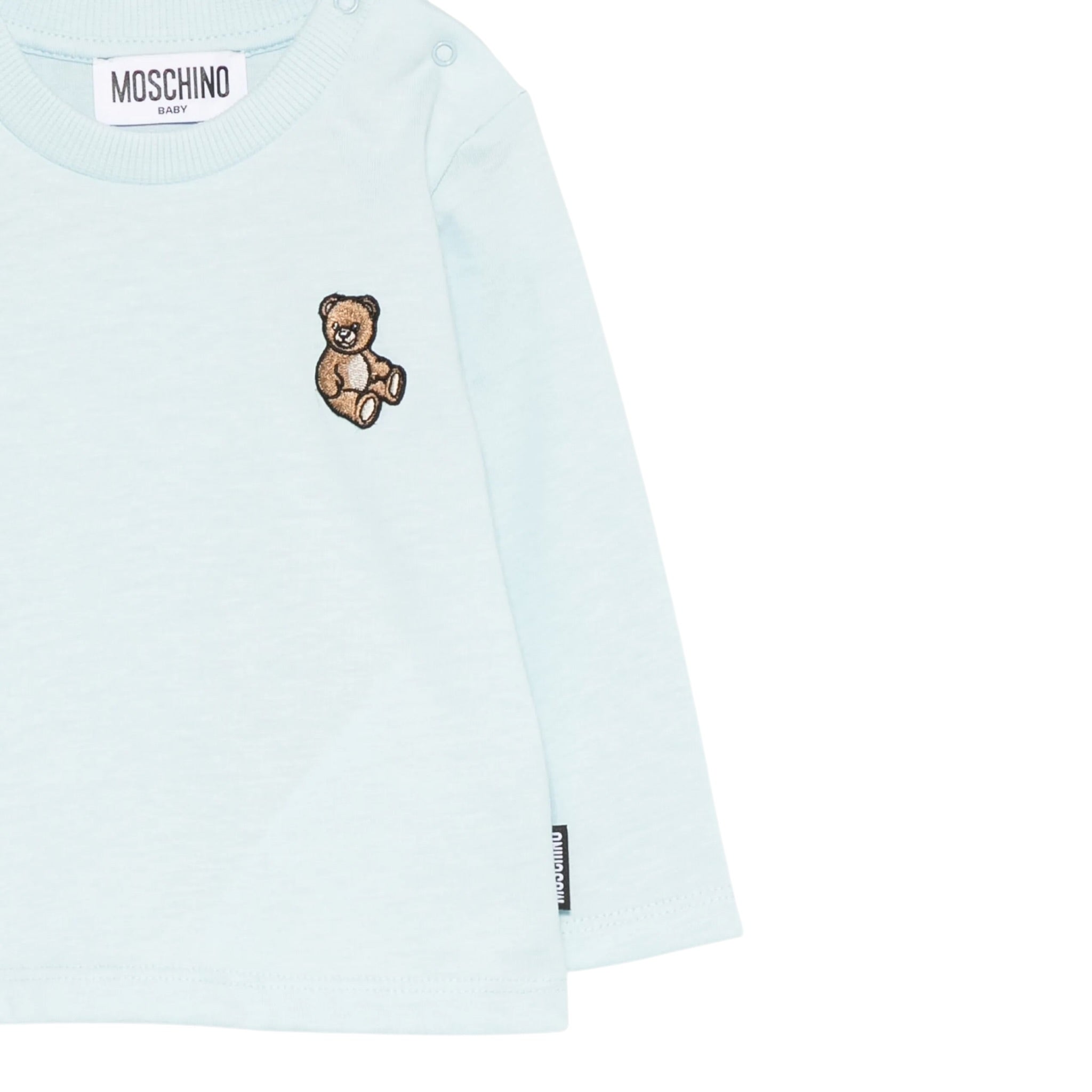 Moschino Shirt Girocollo tinta unita Azzurro per Neonato MXO00R AZZURRO MOSCHINO 