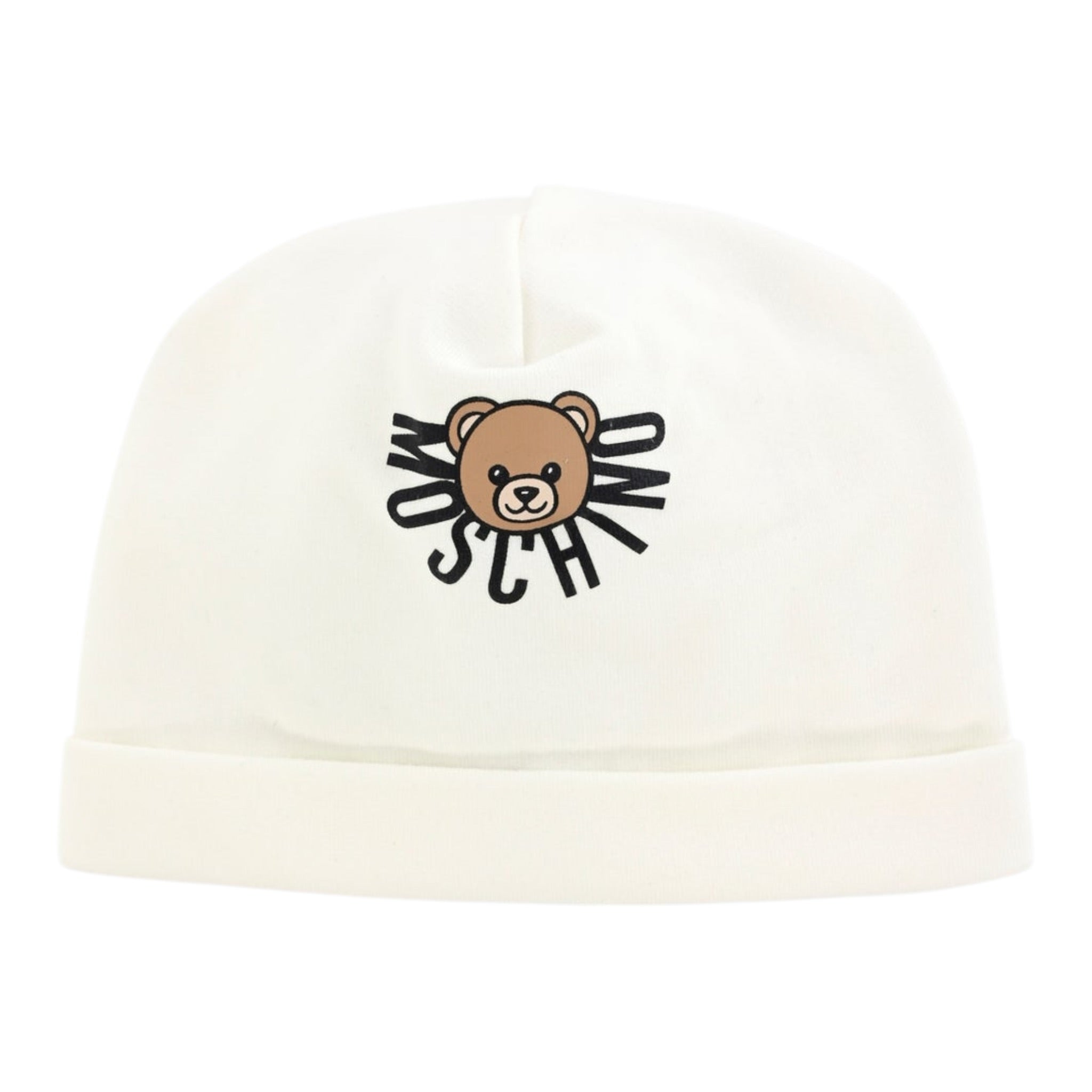 Moschino Cappello tinta unita con Logo Panna per Neonato MXX031X PANNA MOSCHINO 