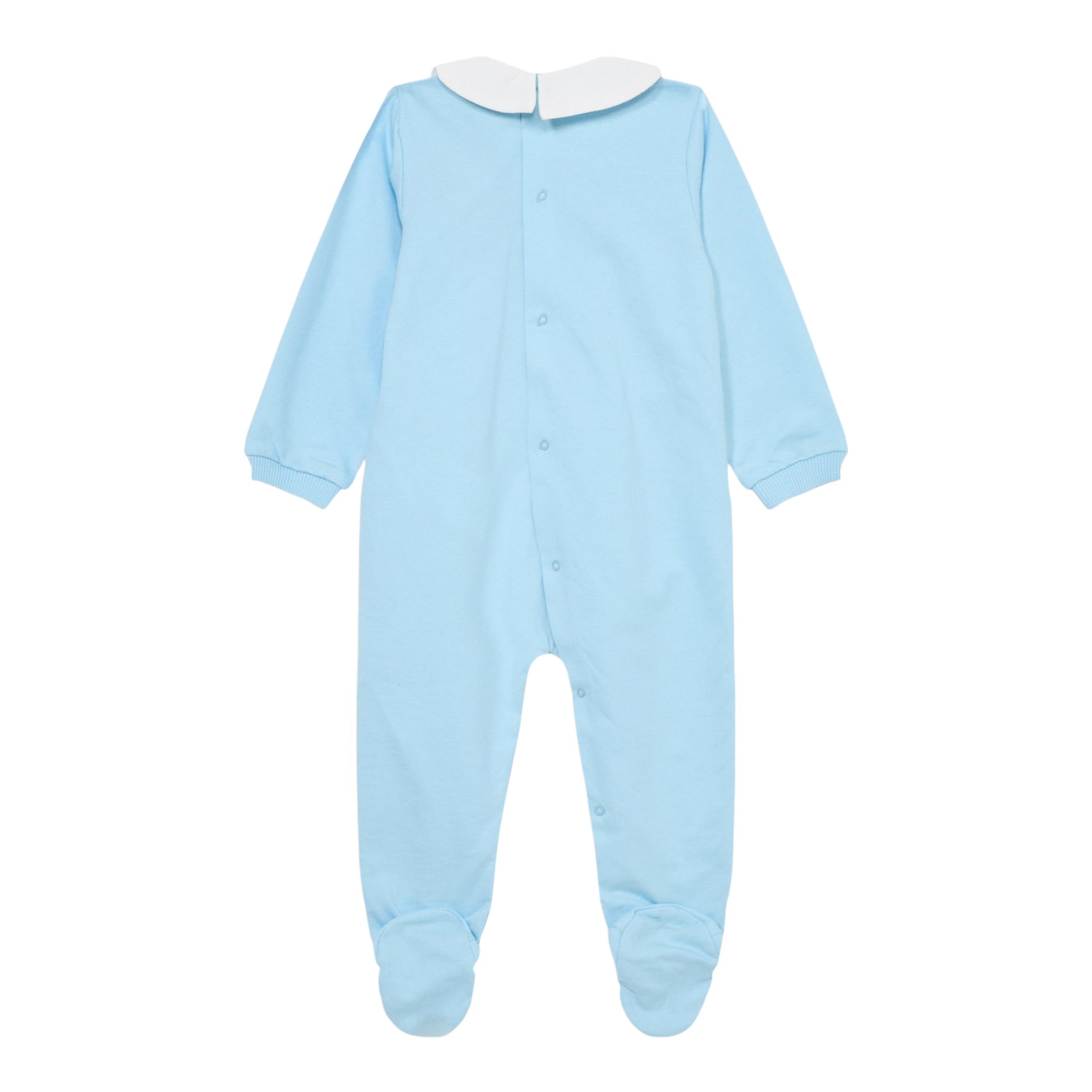 Moschino Tutina Manica Lunga tinta unita con Logo Azzurro per Neonato MXY037 AZZURRO MOSCHINO 