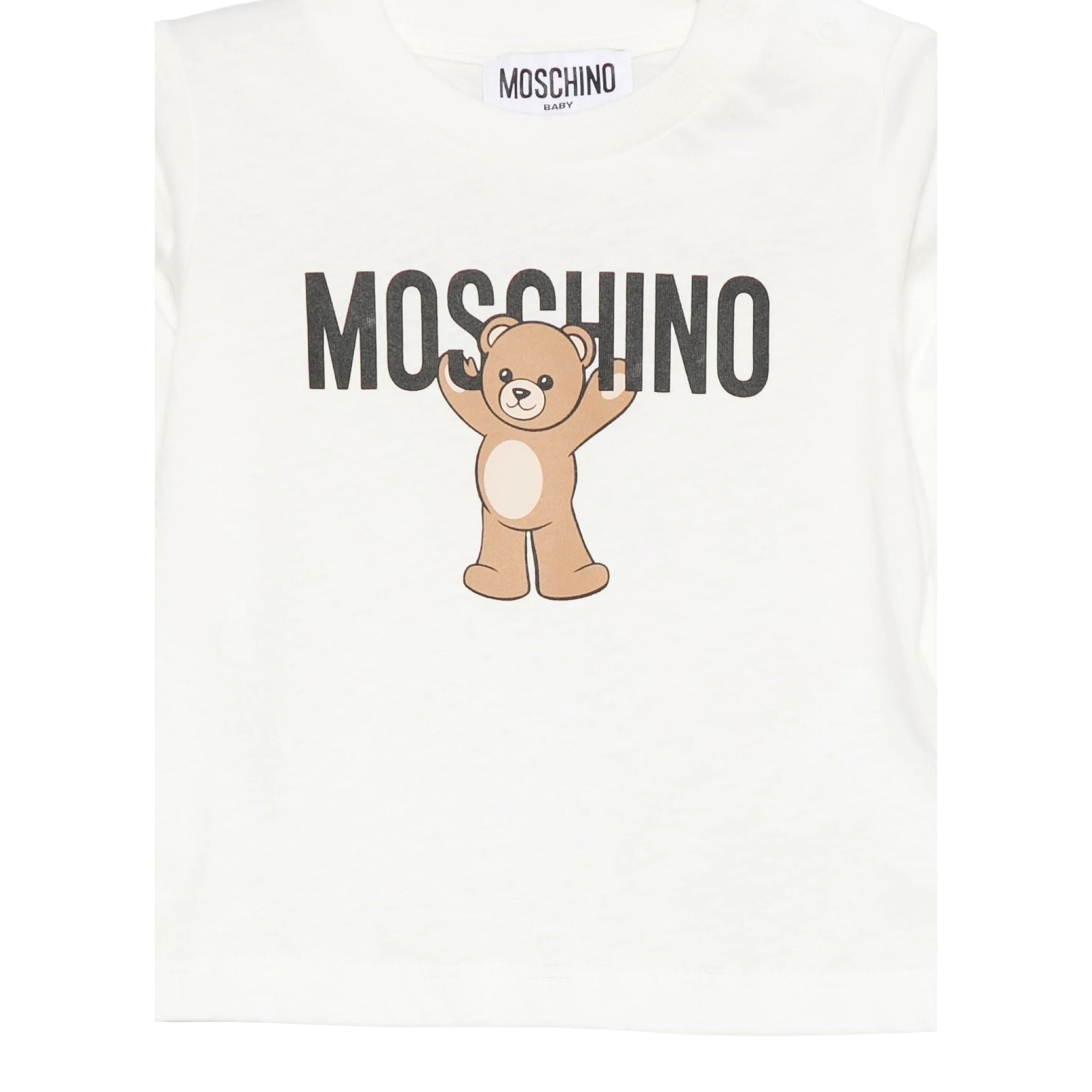 Moschino Shirt Girocollo tinta unita con Stampa Bianco per Neonato MZO000R BIANCO MOSCHINO 