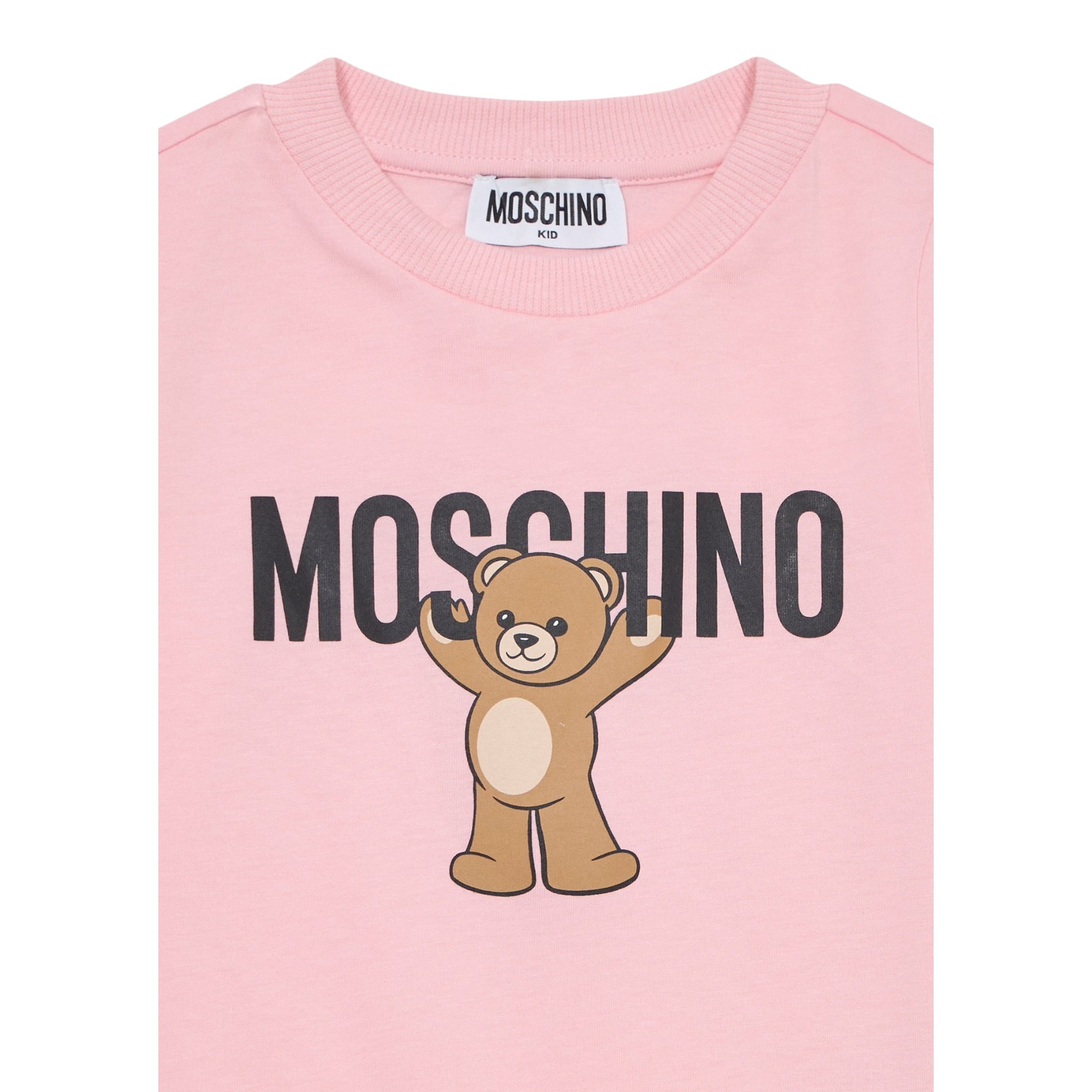 Moschino Shirt Girocollo tinta unita con Stampa Rosa per Neonata MZO00RAX ROSA MOSCHINO 