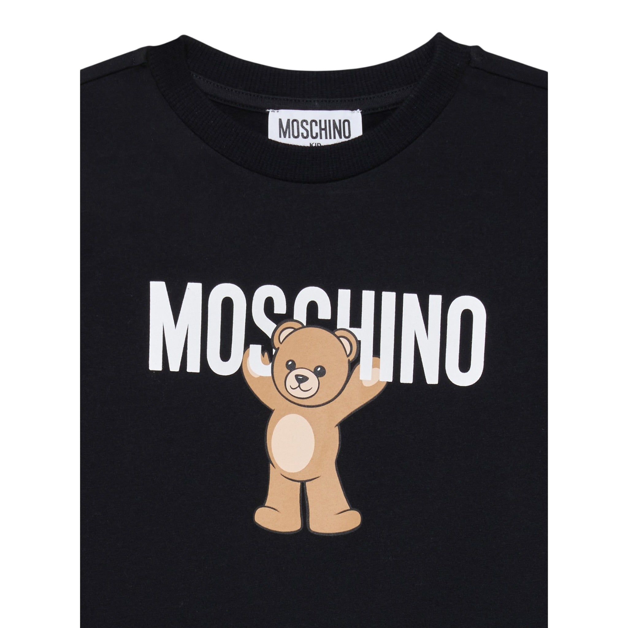 Moschino Shirt Girocollo tinta unita con Stampa Nero per Neonato MZO00RNX NERO MOSCHINO 