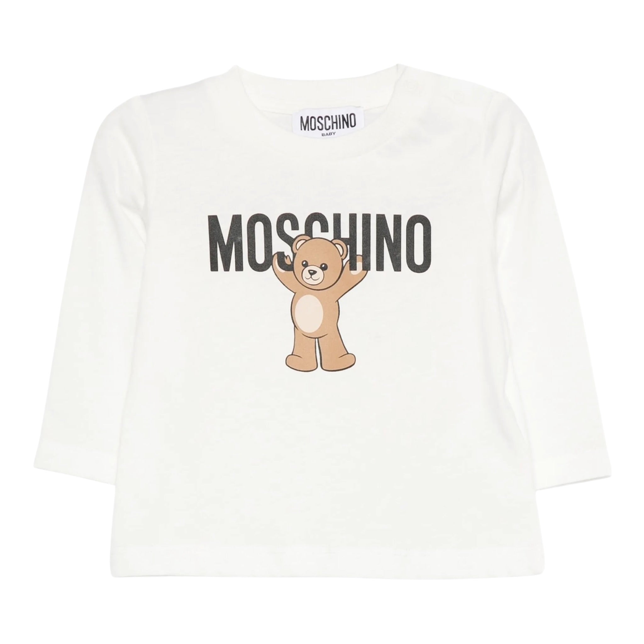Moschino Shirt Girocollo tinta unita con Stampa Bianco per Neonato MZO00RXX BIANCO MOSCHINO 