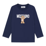 Moschino Shirt Girocollo tinta unita con Stampa Blu per Neonato MZO00RXX BLU MOSCHINO 