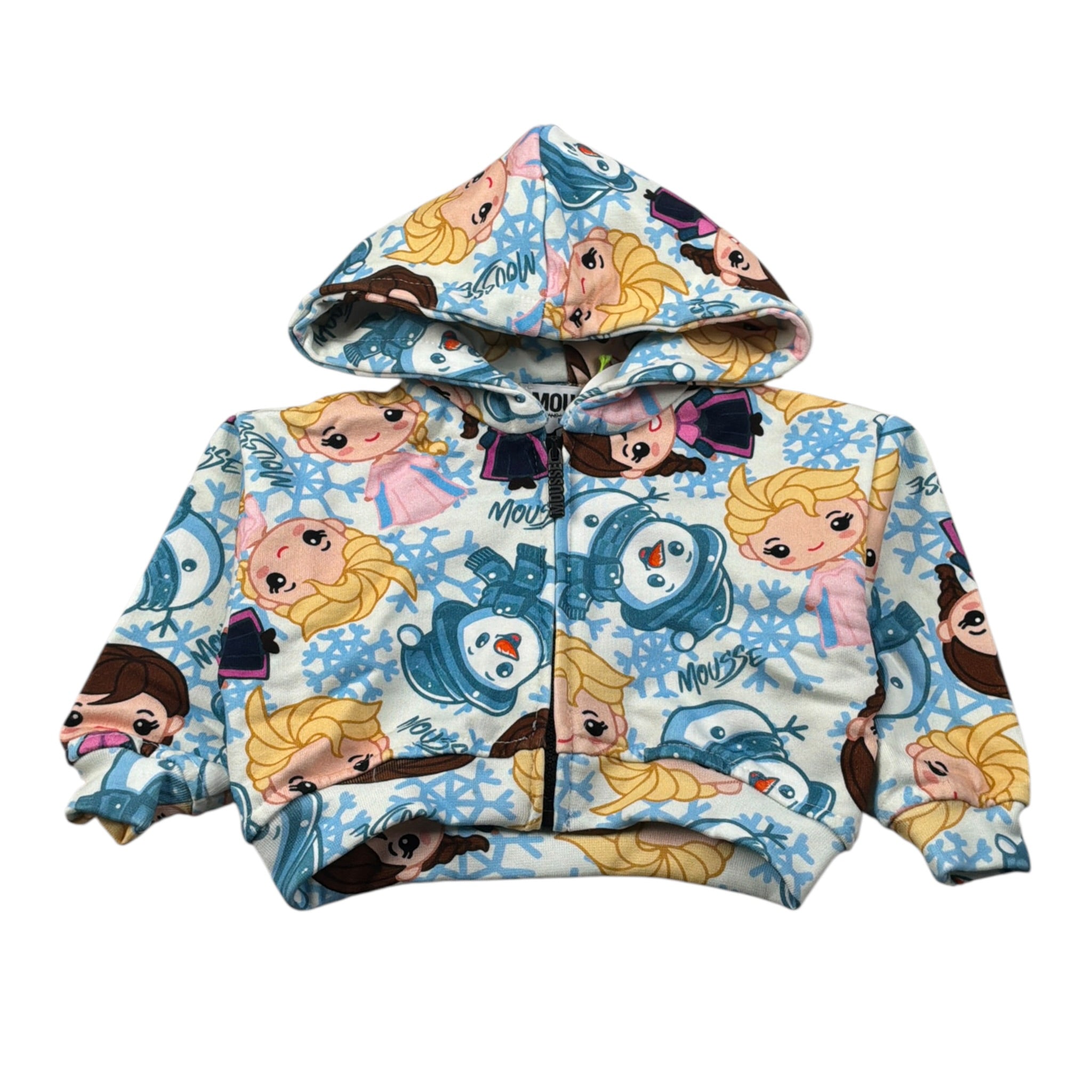 Mousse Felpa con Zip E Cappuccio Stampefrozen Azzurro per Neonata HOODIE AZZURRO MOUSSE 