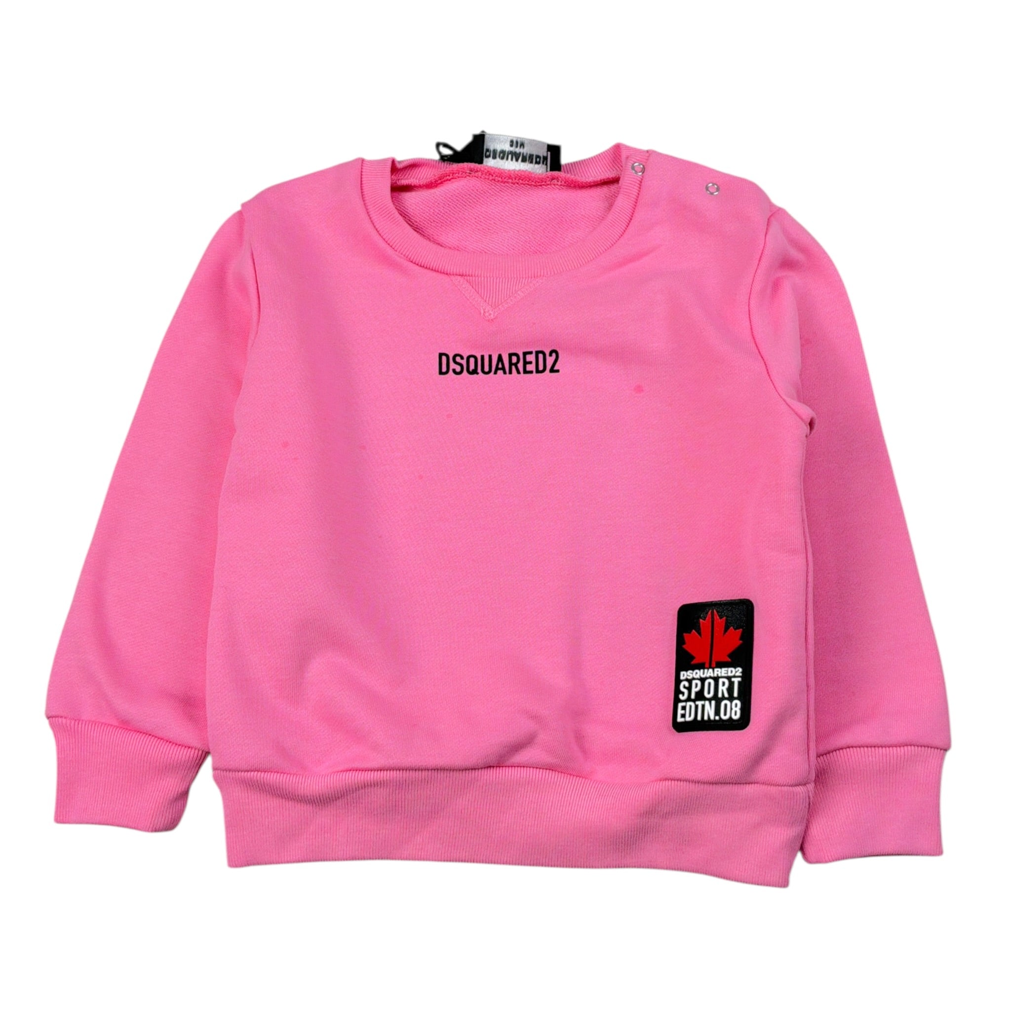 Msgm Felpa Girocollo tinta unita con Stampa Rosa per Neonata DQ1881 ROSA MSGM 