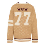 Msgm Cardigan tinta unita con Borchie Beige per Bambina F5MSJGCA081 BEIGE MSGM 