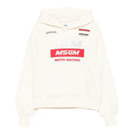 Msgm Felpa tinta unita con Cappuccio E Stampa Panna per Bambina F5MSJGHS193 PANNA MSGM 