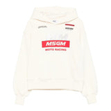 Msgm Felpa tinta unita con Cappuccio E Stampa Panna per Bambina F5MSJGHS193 PANNA MSGM 
