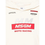 Msgm Felpa tinta unita con Cappuccio E Stampa Panna per Bambina F5MSJGHS193 PANNA MSGM 