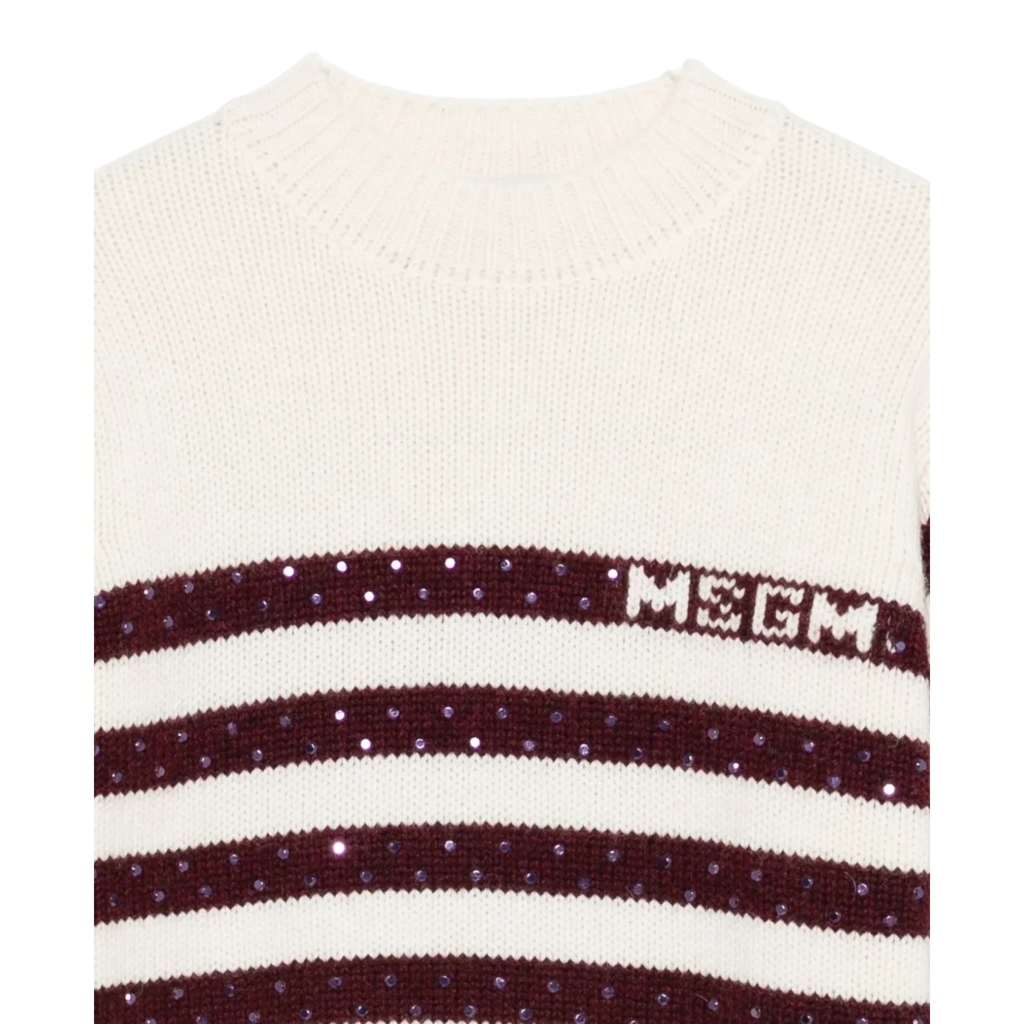 Msgm Maglia tinta unita con Fantasia A Righe Panna per Bambina F5MSJGJP082 PANNA MSGM 