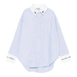 Msgm Camicia tinta unita con Fantasia A Righe Azzurro per Bambina F5MSJGSI115 AZZURRO MSGM 