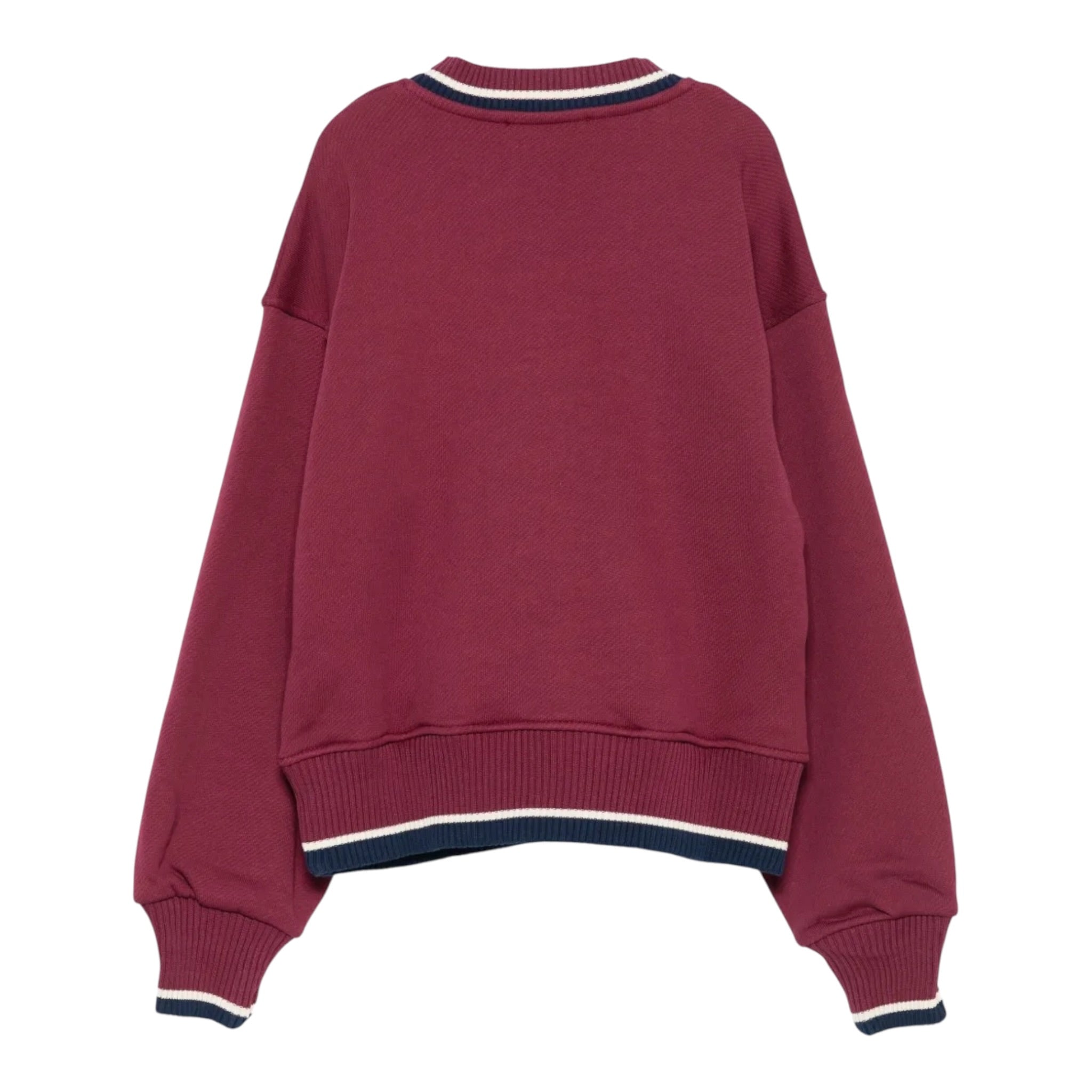 Msgm Felpa tinta unita con Scollo A V E Stampa Bordeaux per Bambina F5MSJGSW124 BORDEAUX MSGM 