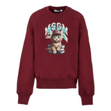 Msgm Felpa tinta unita con Stampa Bordeaux per Bambina F5MSJGSW125 BORDEAUX MSGM 