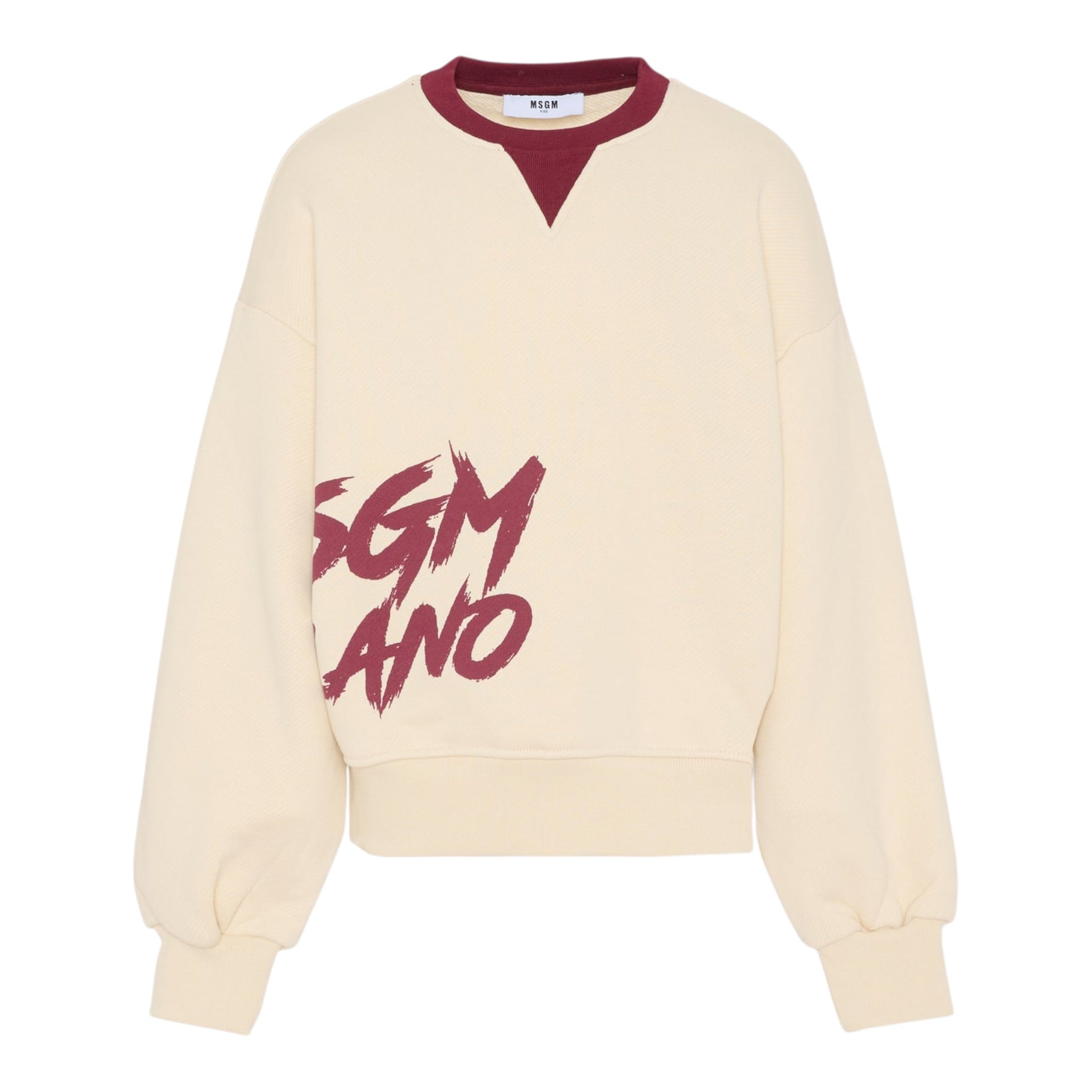 Msgm Felpa Girocollo tinta unita con Stampa Crema per Bambina F5MSJGSW129X CREMA MSGM 