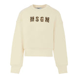 Msgm Felpa tinta unita Girocollo con Logo Panna per Bambina F5MSJGSW145 PANNA MSGM 