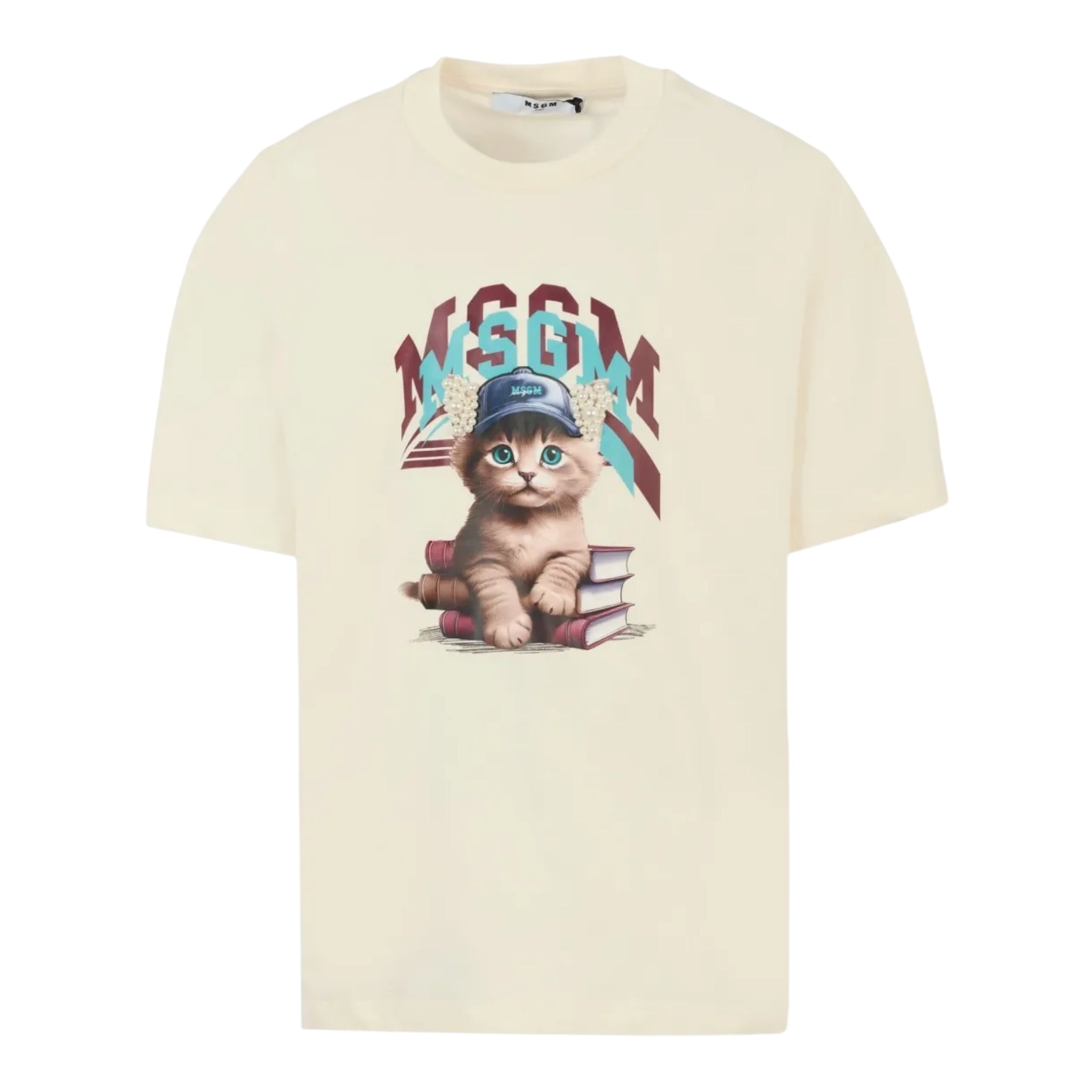 Msgm T-Shirt Girocollo tinta unita con Stampa Panna per Bambino F5MSJGTH120 PANNA MSGM 