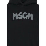 Msgm Felpa tinta unita con Cappuccio E Stampa Nero per Bambina F5MSJUHS021 NERO MSGM 