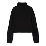 N°21 Maglia Collo Alto tinta unita con Logo Nero per Bambina N2106X NERO N°21 