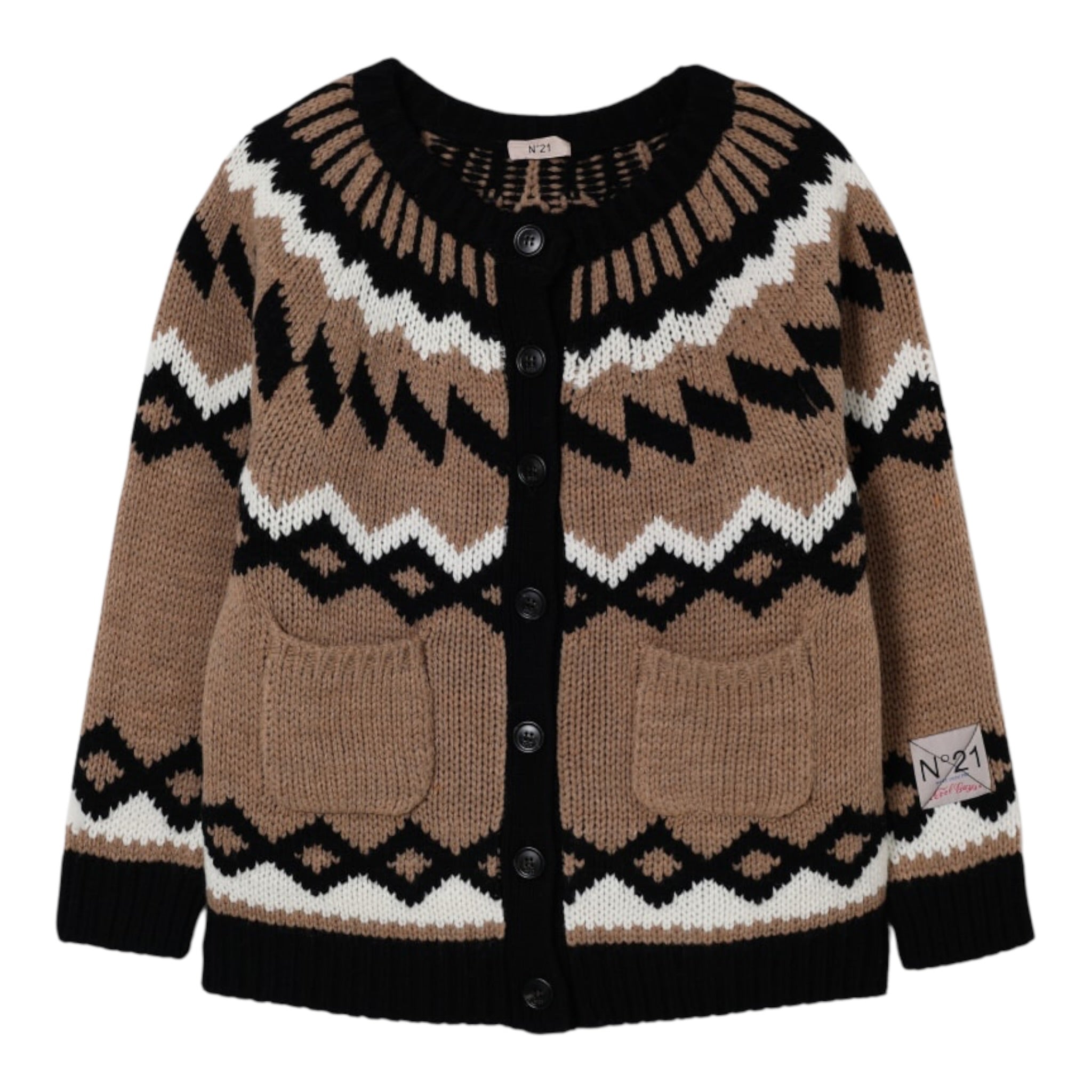 N°21 Cardigan tinta unita con Stampa Marrone per Bambina N2106ZX MARRONE N°21 