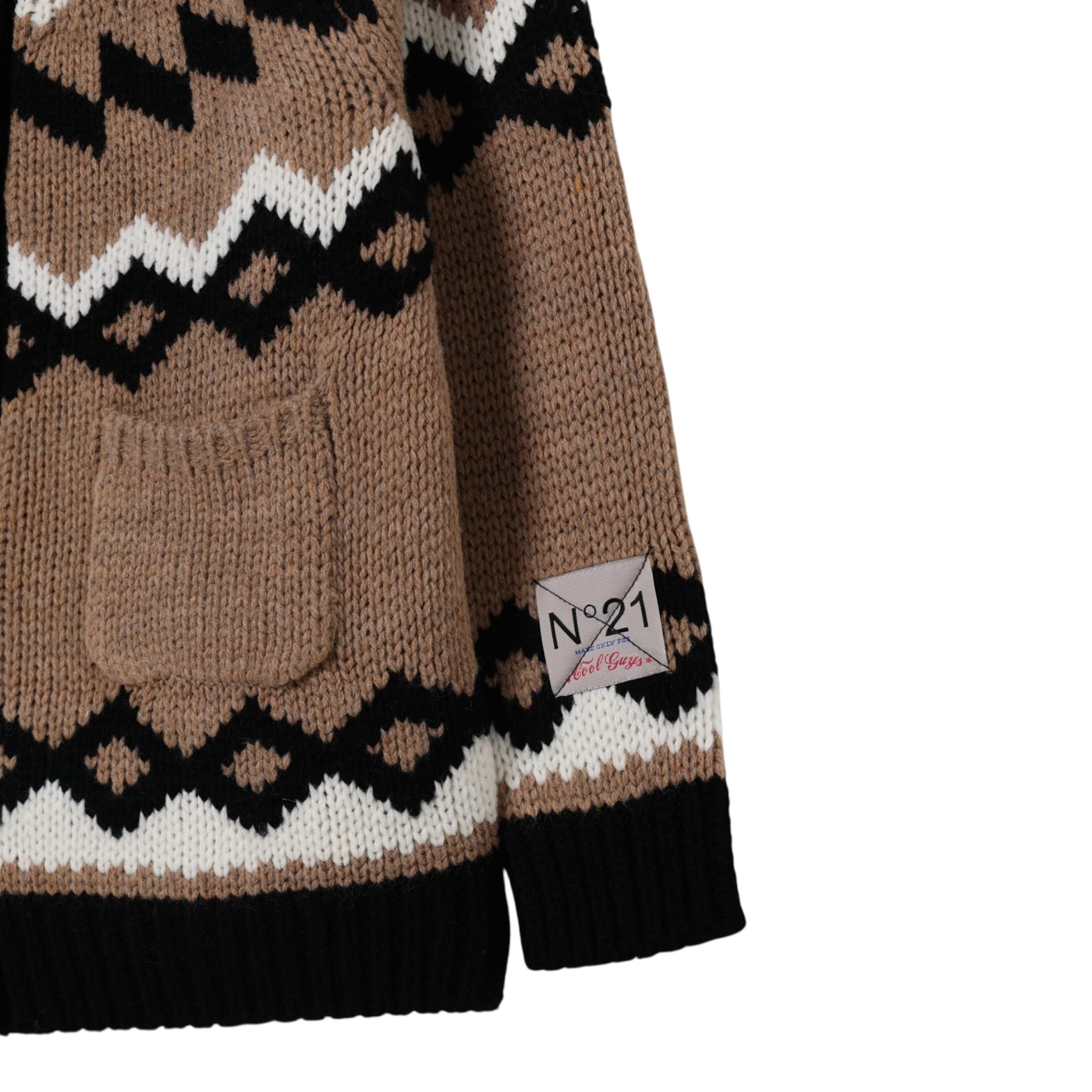 N°21 Cardigan tinta unita con Stampa Marrone per Bambina N2106ZX MARRONE N°21 