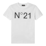 N°21 T-Shirt Girocollo tinta unita con Stampa Bianco per Bambino N21173 BIANCO N°21 