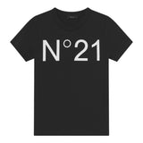 N°21 T-Shirt Girocollo tinta unita con Stampa Nero per Bambino N21173 NERO N°21 