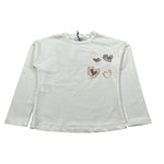 Naida Shirt Girocollo tinta unita con Stampa Panna per Bambina NAMA351 PANNA NAIDA 