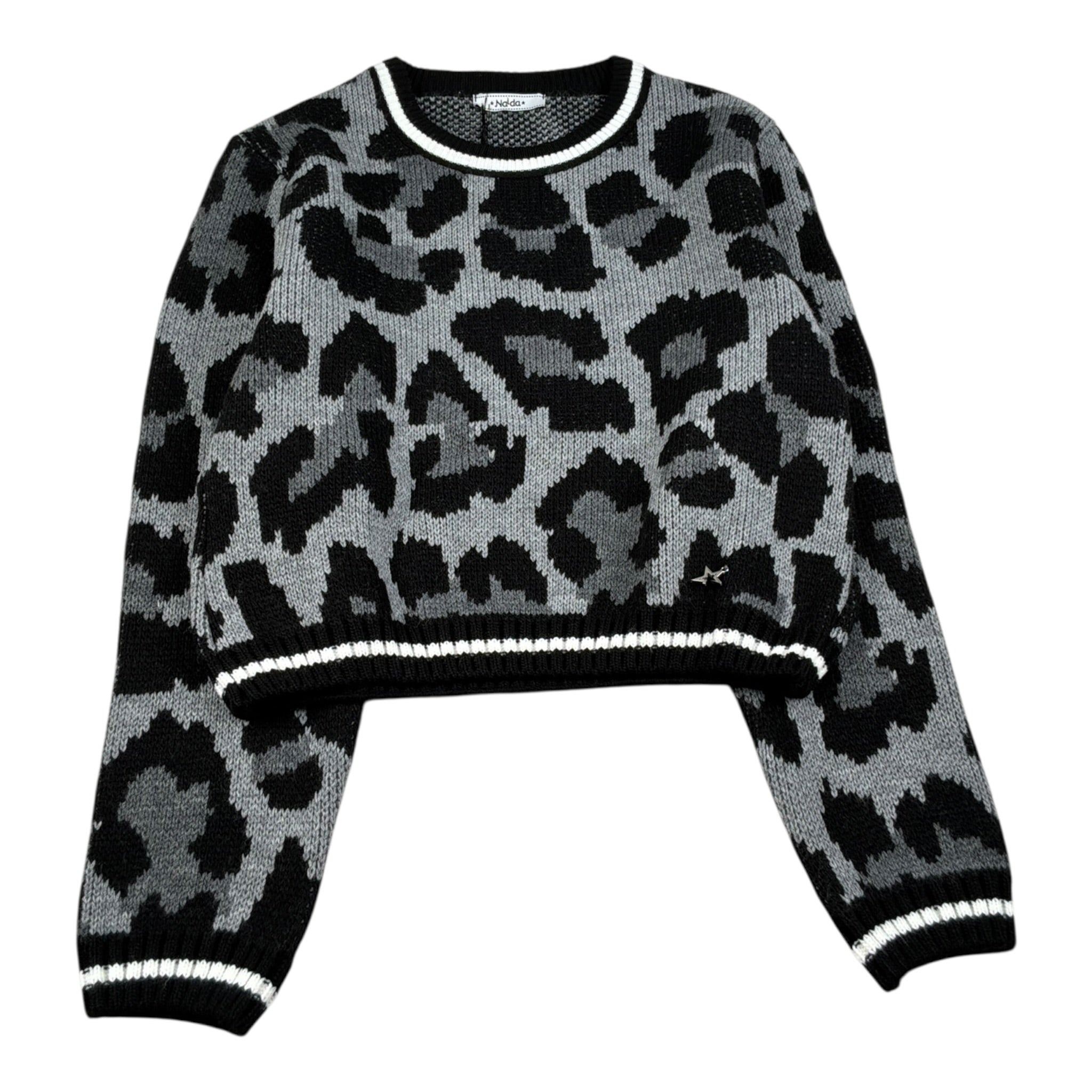 Naida Maglia Girocollo Fantasia Maculata Nero per Bambina NAMA364X NERO NAIDA 