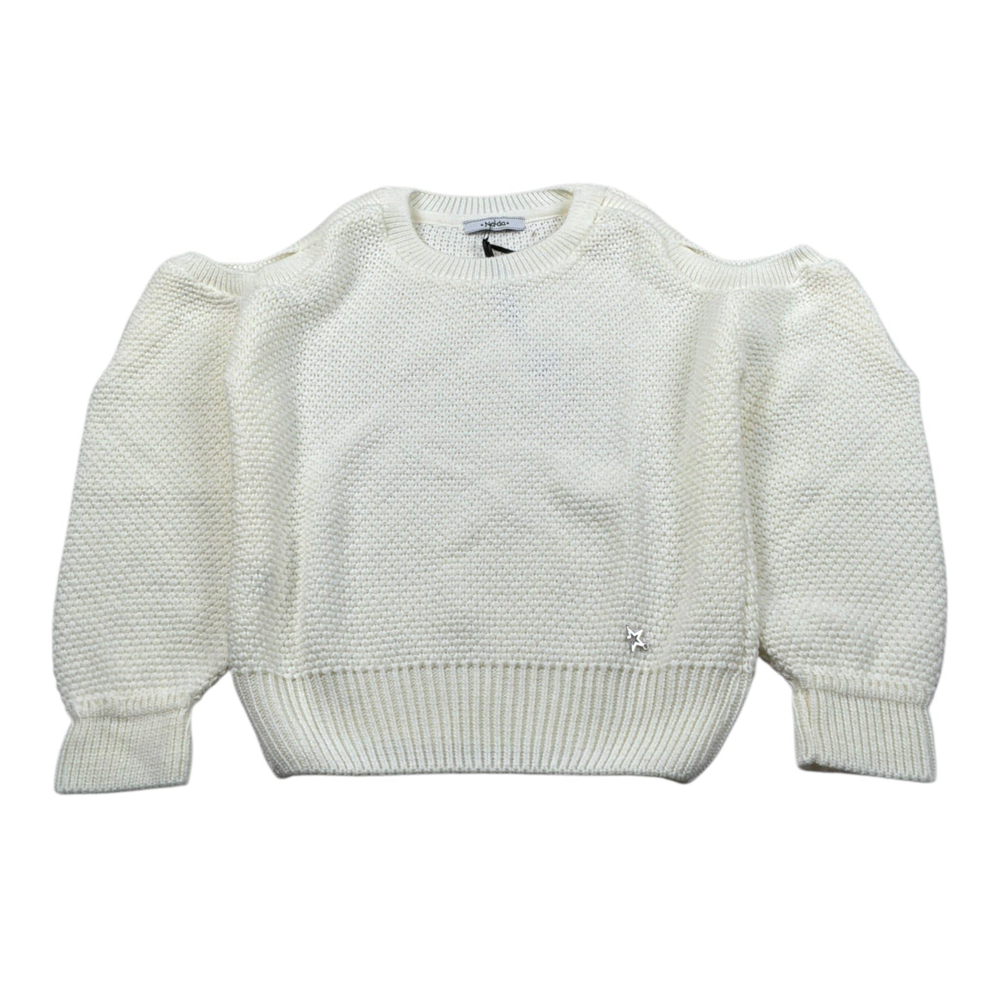 Naida Maglia Girocollo tinta unita con Scollo Spalle Panna per Bambina NAMA365 PANNA NAIDA 