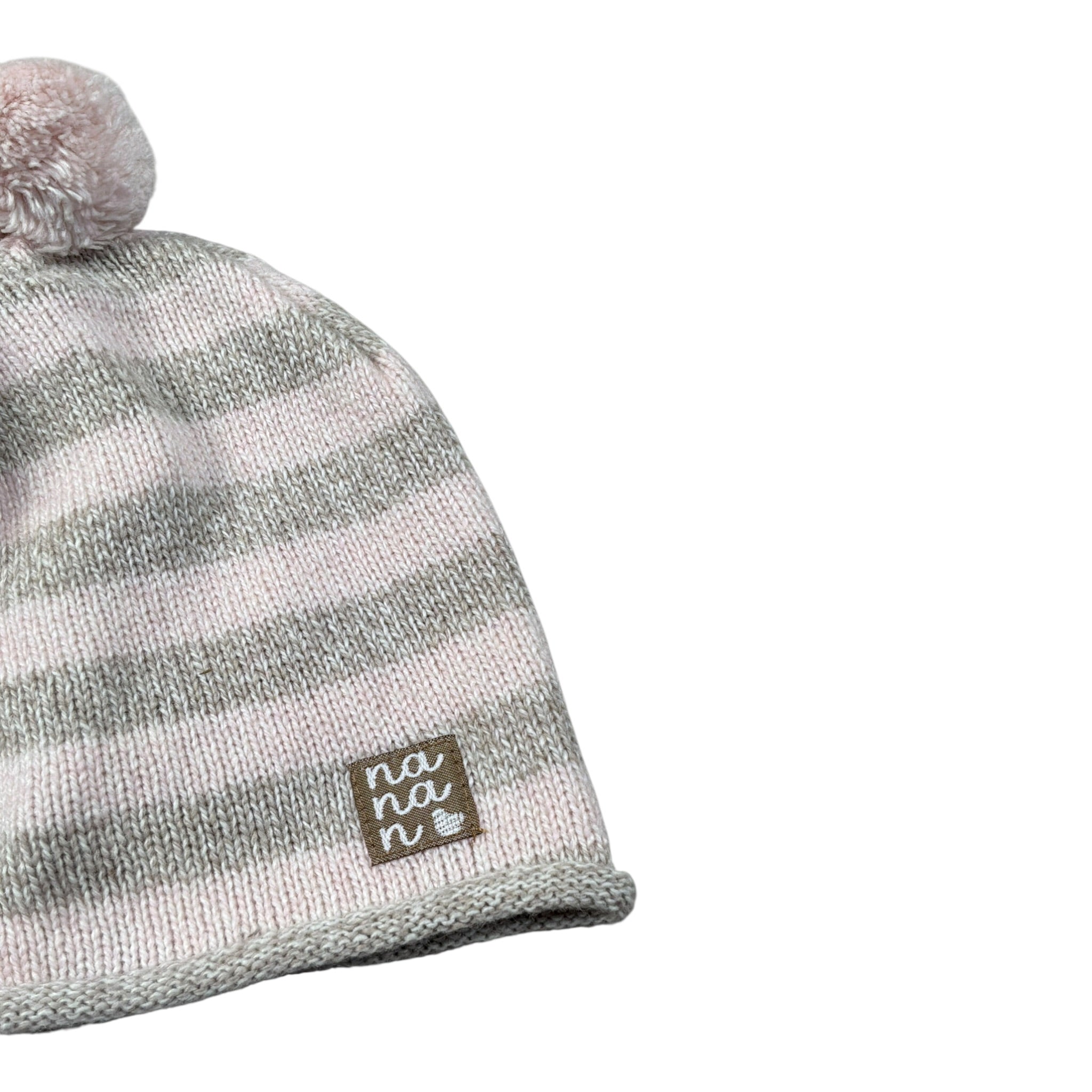 Nanan Cappello Fantasia A Righe Rosa/Beige per Neonata I22082 ROSA/BEIGE NANAN 