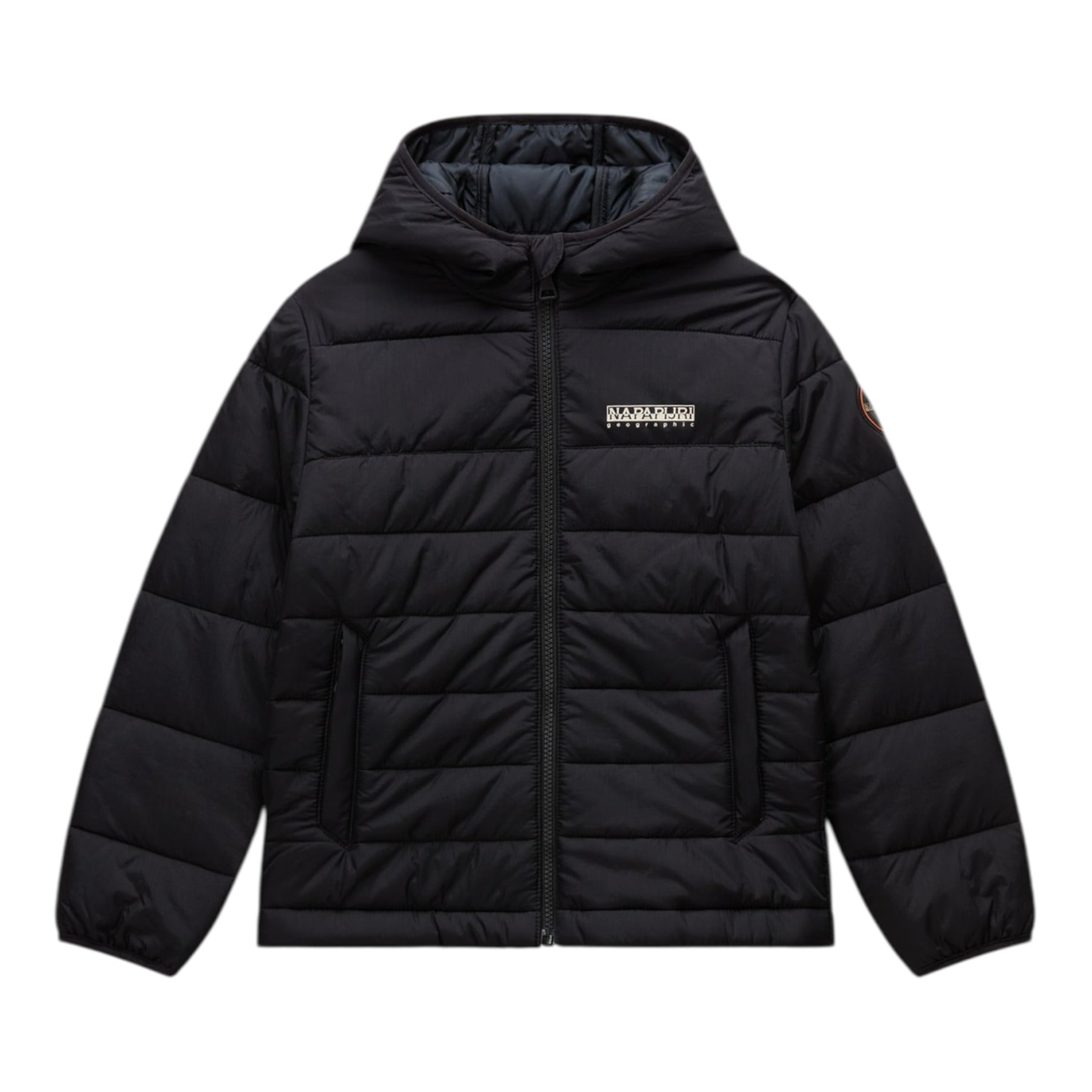 Napapijri Giubbino tinta unita con Cappuccio Nero per Bambino NP0A891I9411 NERO NAPAPIJRI 