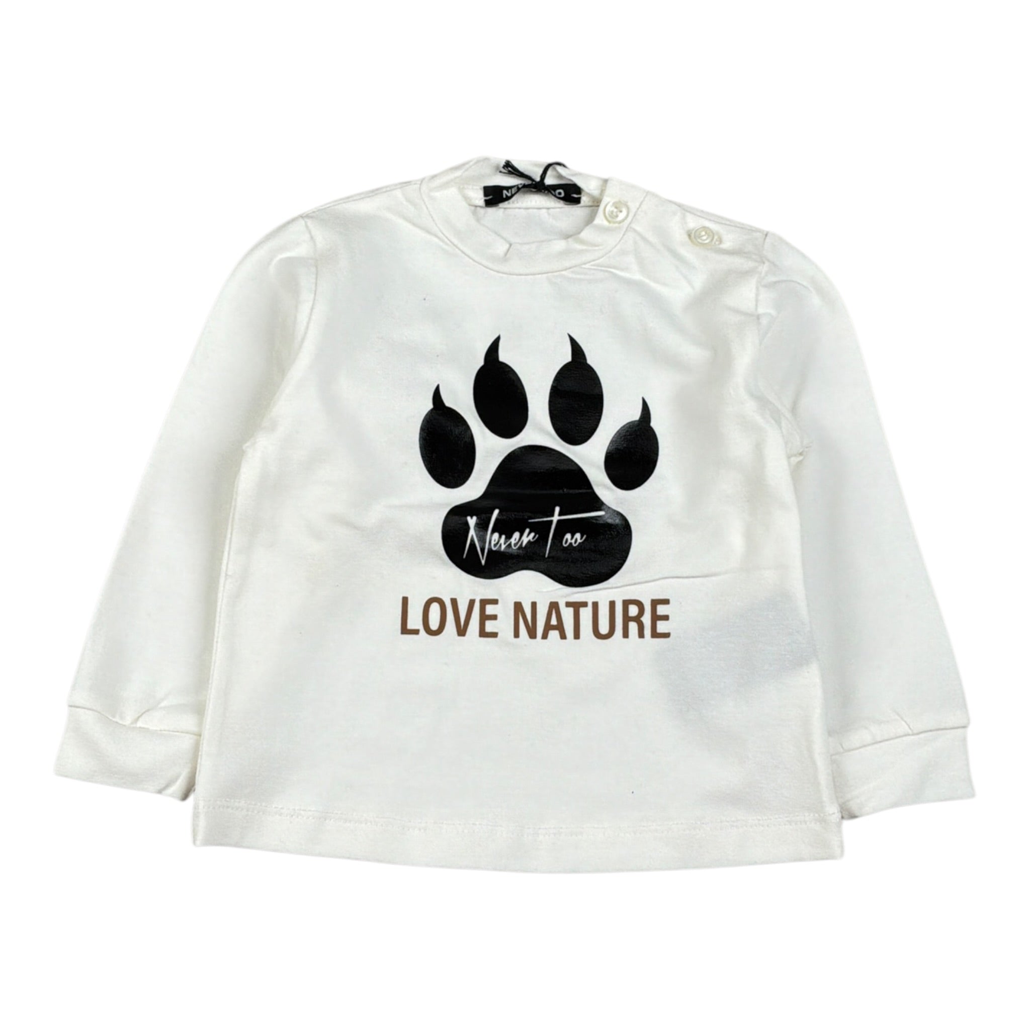 Never Too Shirt Girocollo tinta unita con Stampa Bianco per Neonato NT1840N BIANCO NEVER TOO 