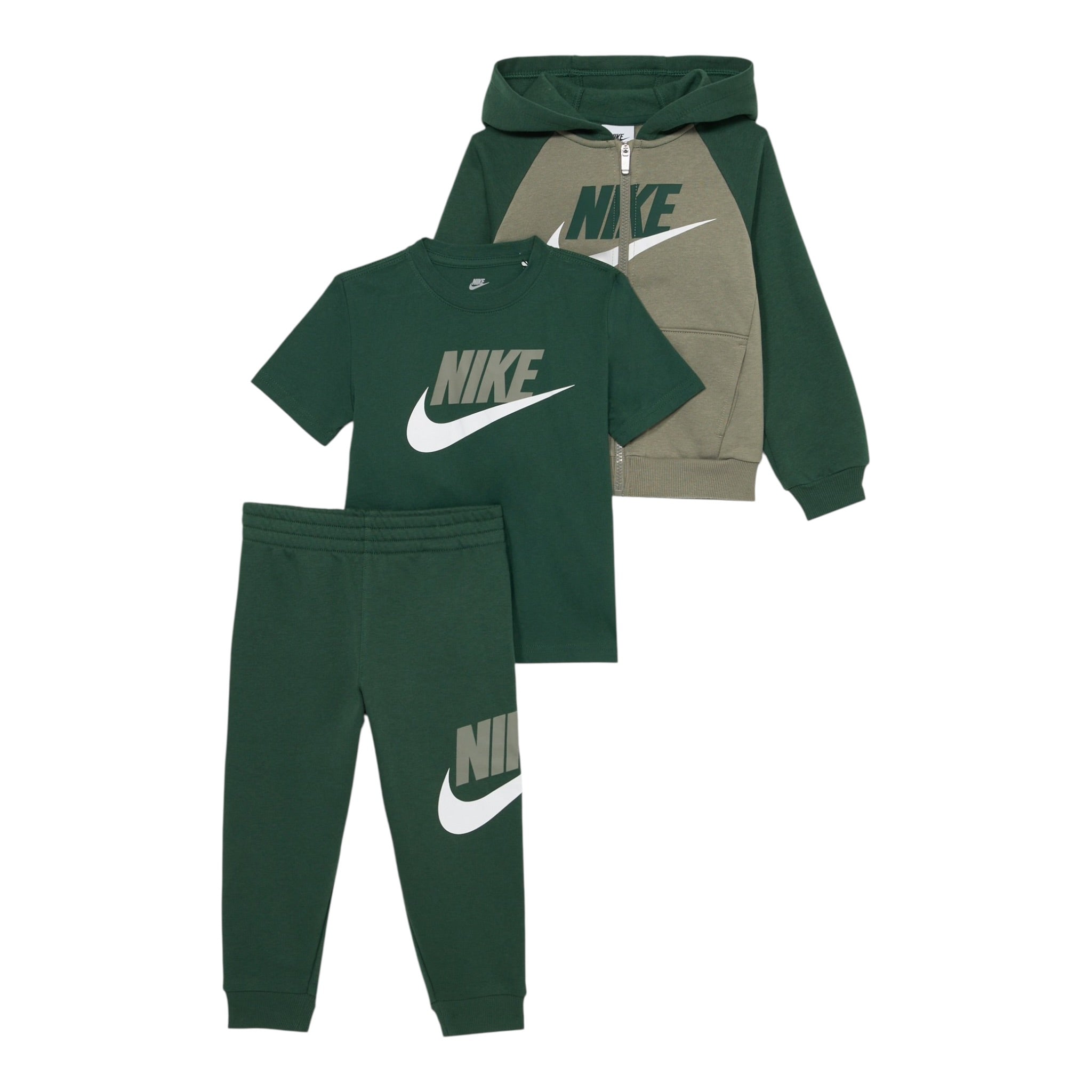 Nike Completo 3Pz Felpa-Pantalone-T-Shirt Verde per Neonato 56N341X VERDR NIKE 