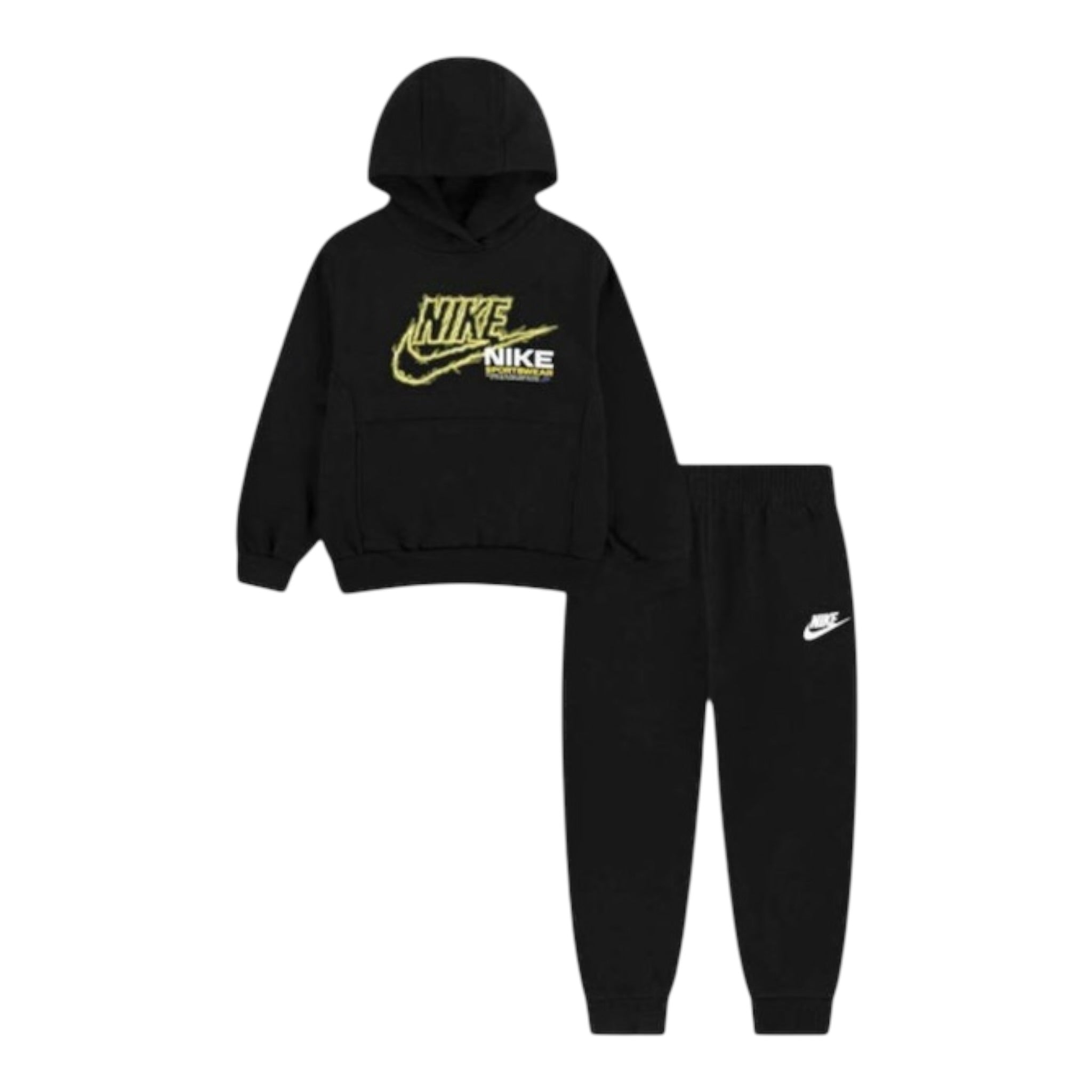 Nike Completo 2 Pezzi Felpa-Pantalone tinta unita Nero per Neonato 66N241 NERO NIKE 
