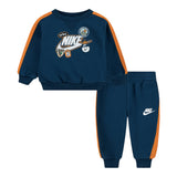 Nike Completo 2 Pezzi Felpa-Pantalone tinta unita Blu per Neonato 66N497 BLU NIKE 