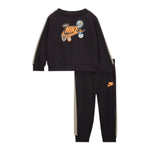 Nike Completo 2 Pezzi Felpa-Pantalone tinta unita Nero per Neonato 66N497 NERO NIKE 